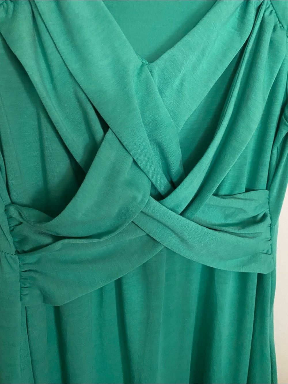 Green Short Sleeve Midi Dress With Pockets and Crossover Detail M - Picture 3 of 5